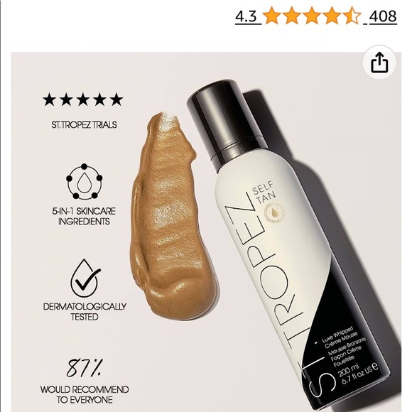 St.Tropez Tan Luxe Whipped Crème Mousse 200ml I Skincare Self Tanner I Fake Tan - Picture 7 of 7